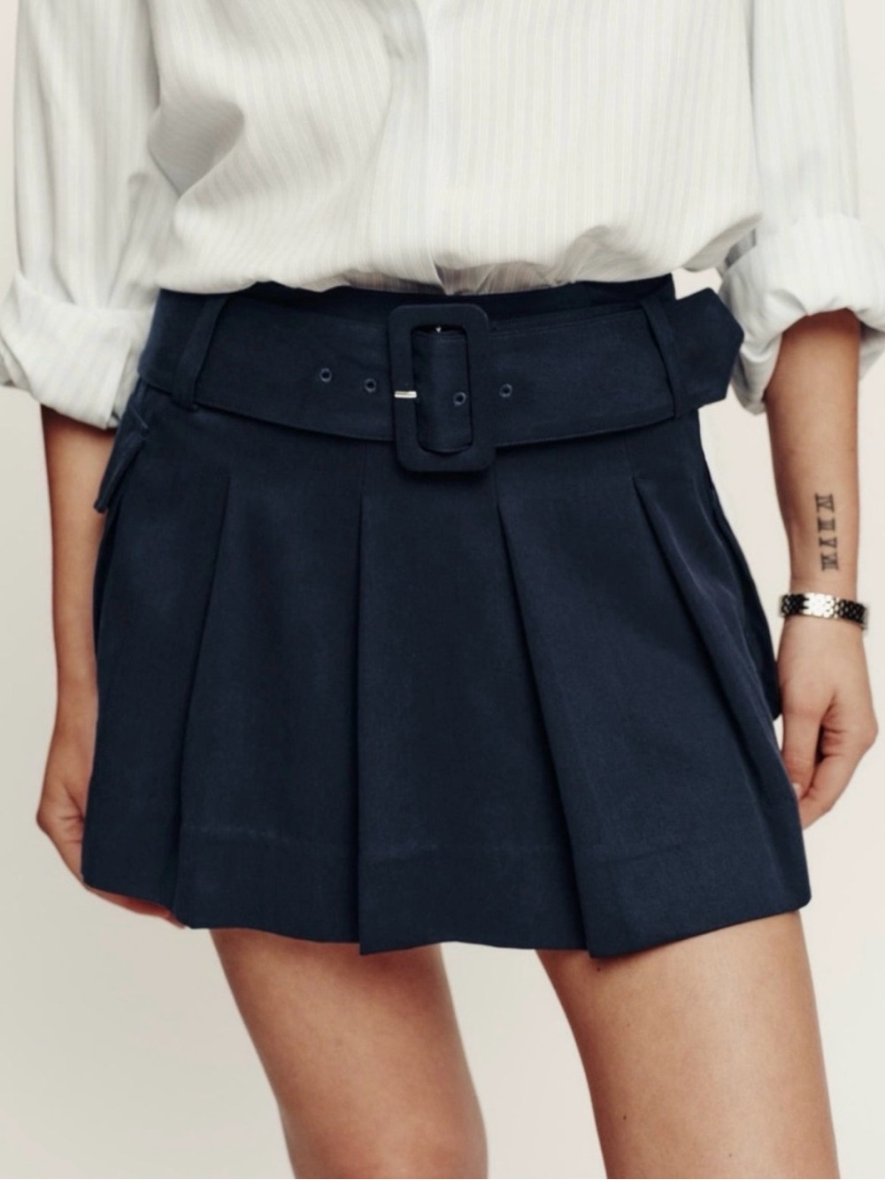 Reformation Brinley Mini Skirt in Navy